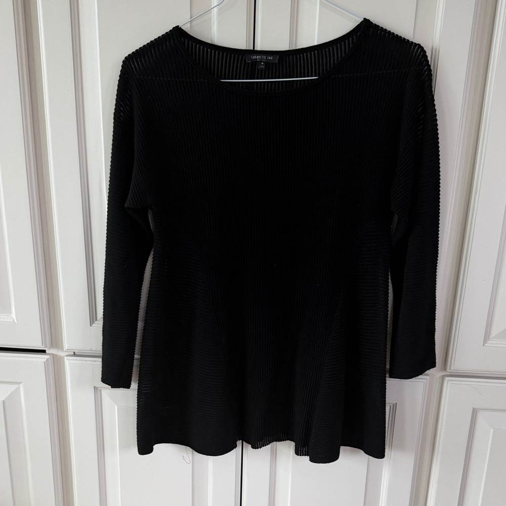 Lafayette 148 New York Ribbed Black Sweater